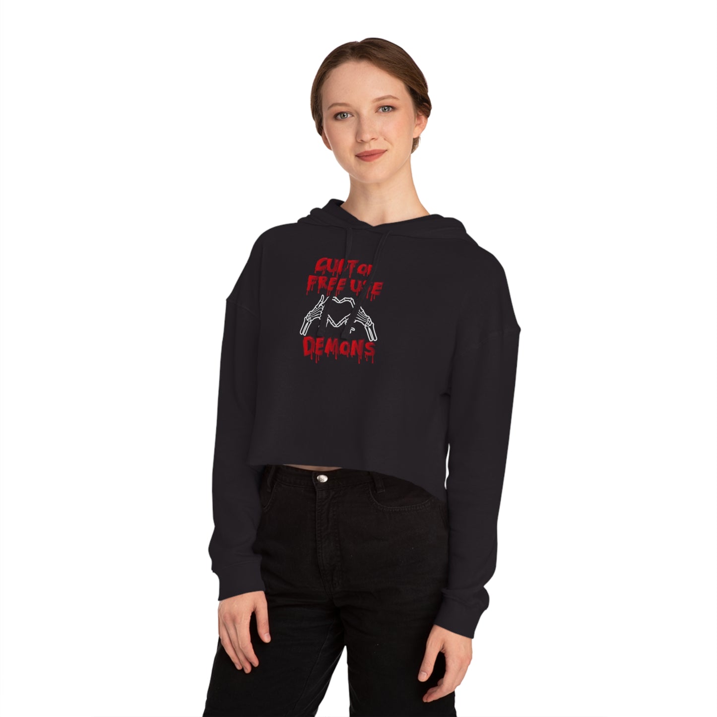 Women’s Cropped Hooded Sweatshirt for Free Use Demons
