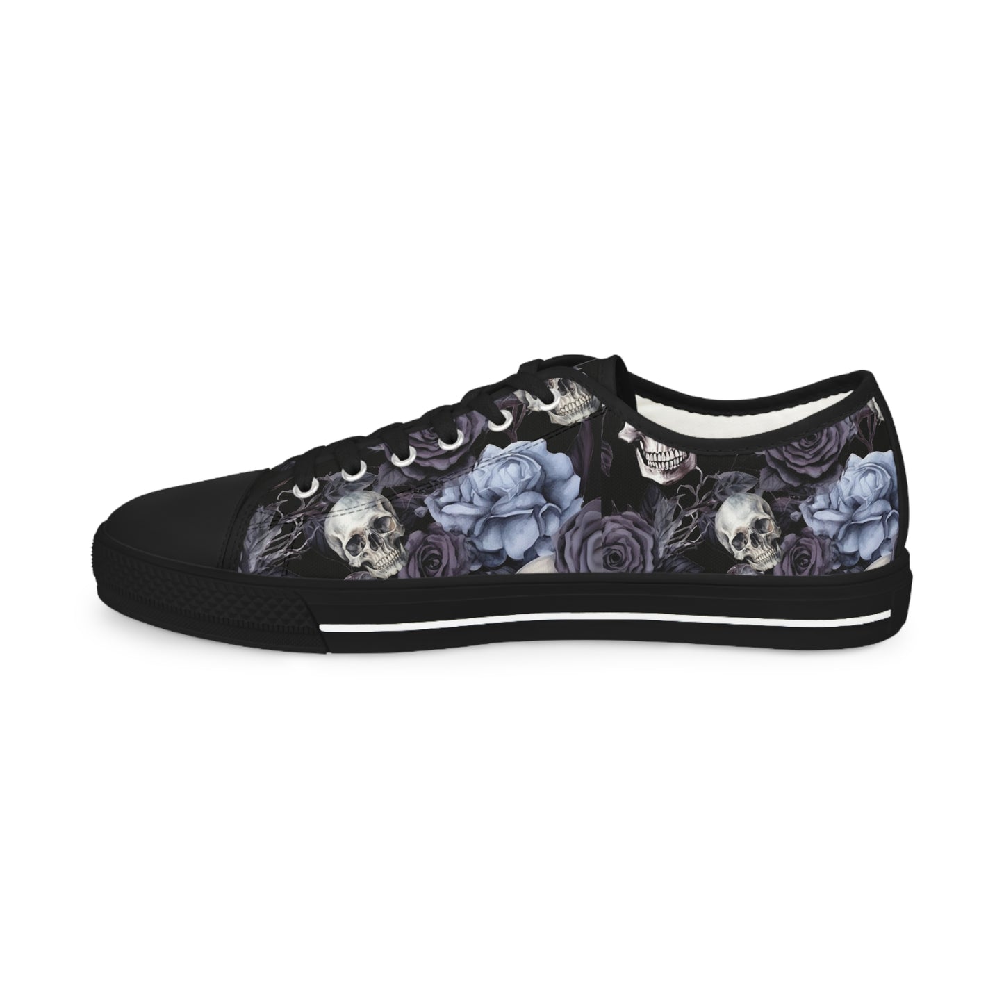 Men's Floral Skull Low-Tops