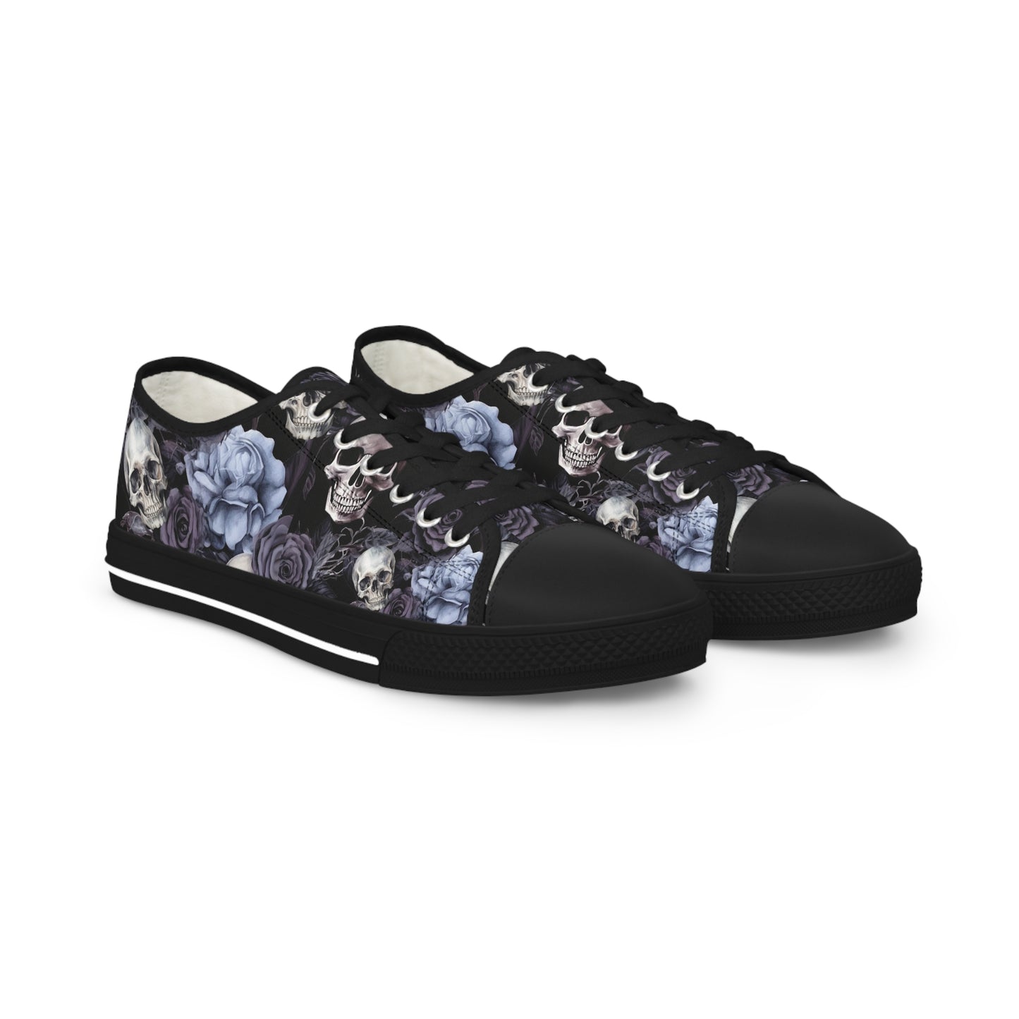 Men's Floral Skull Low-Tops