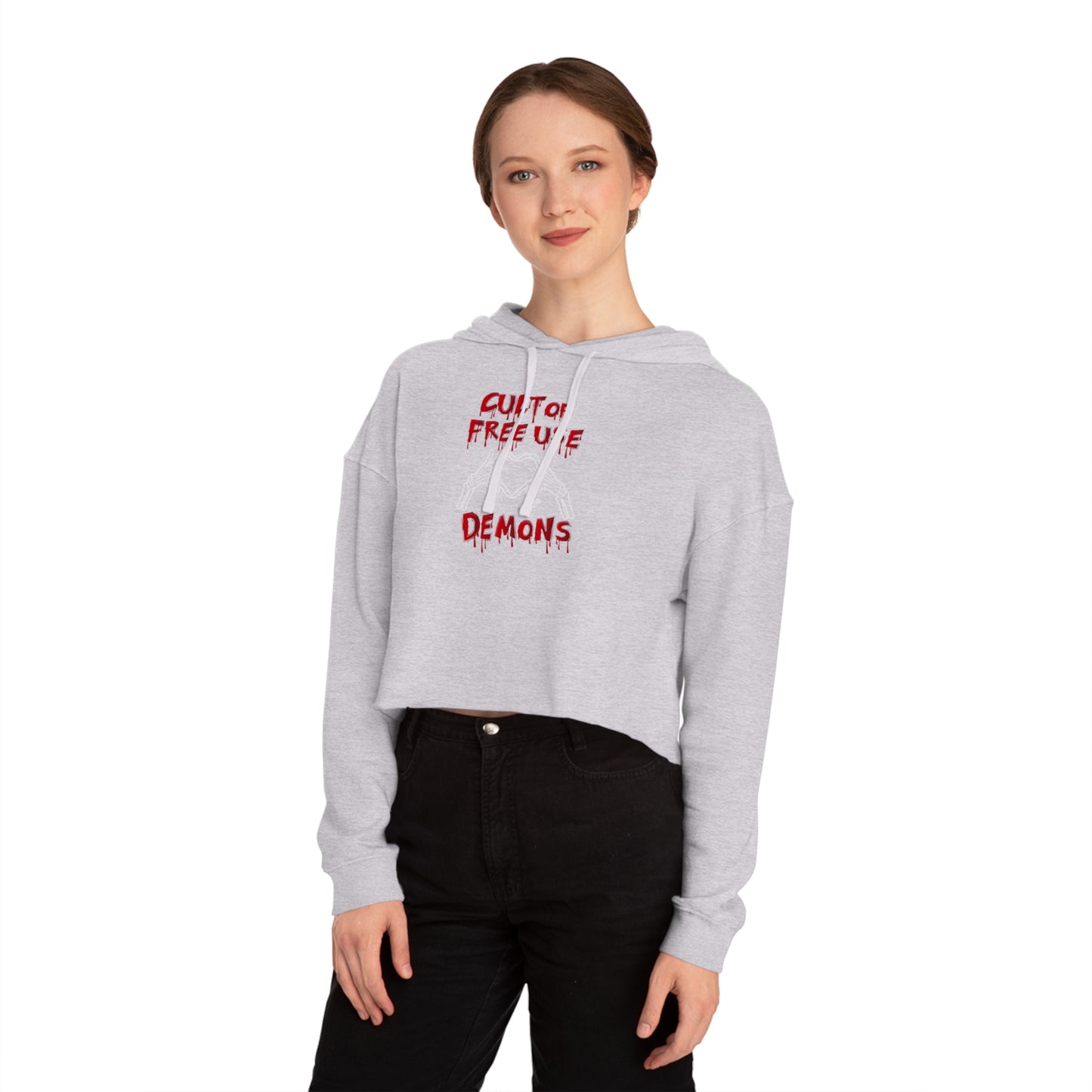 Women’s Cropped Hooded Sweatshirt for Free Use Demons